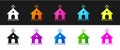 Set Church building icon isolated on black and white background. Christian Church. Religion of church. Vector Royalty Free Stock Photo