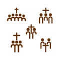 Set of church logo. Christian fellowship icon.