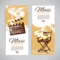 Set of cinema banners with hand drawn sketch illustrations Royalty Free Stock Photo