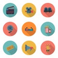 Set cinema color icons, design elements. Flat style. Royalty Free Stock Photo