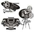 Set of cinema emblems, labels, badges, logos. Isolated on white