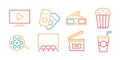 Set of Cinema Icons. Entertainment Logo Elements Collection Royalty Free Stock Photo