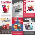 Set Of Cinema Posters With Premiere Advertising