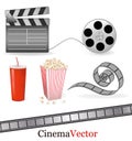 Set of cinema symbols. Vector.