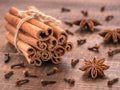 Set of cinnamon, clove and star anise Royalty Free Stock Photo