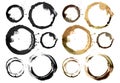 Set of circle acrylic and watercolor painted design element. Royalty Free Stock Photo