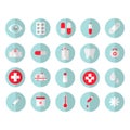 Set of 20 circle ambulance icons