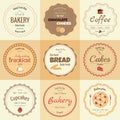 Set of 9 circle bakery labels