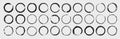 Set of circle brushes elements. Different circle brush strokes. Grunge round shapes. Boxes, frames for text, labels, logo, grunge