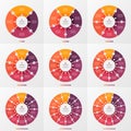 Set of circle chart infographic template with 4-12 options