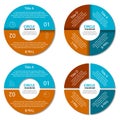 Set of circle diagram. Business concept with two and four options. Round infographic Royalty Free Stock Photo
