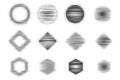 Set of circle diamond hexagons with glitch effect, distorted line stamp pattern glitch elements Royalty Free Stock Photo