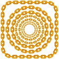 Set of Circle Gold Chain Frames Royalty Free Stock Photo