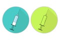 Set of circle icon of syringe. Template for background, banner, card, poster. Vector EPS10 illustration.