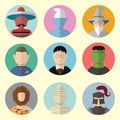 Set of Circle Icons Characters From Fairy Tales and Mythologies. Set - 08