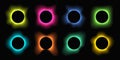 Set of circle illuminate light frames with color gradient Royalty Free Stock Photo