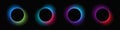 Set of circle illuminate light frames with color gradient Royalty Free Stock Photo