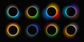 Set of circle illuminate light frames with color gradient Royalty Free Stock Photo