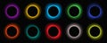 Set of circle illuminate light frames with color gradient Royalty Free Stock Photo