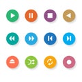 Set of 12 Circle Media Buttons. Royalty Free Stock Photo