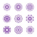 A set of Circle ornament, abstract floral