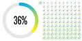 Set of circle percentage diagrams meters from 0 to 100