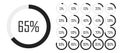 Set of circle percentage diagrams from 0 to 100 for infographics, lignt, 5 10 15 20 25 30 35 40 45 50 55 60 65 70 75 80 85 90 95