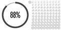 Set of circle percentage diagrams from 0 to 100 Royalty Free Stock Photo