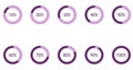 Set of circle percentage diagrams from 0 to 100 Royalty Free Stock Photo