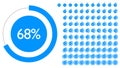 Set of circle percentage diagrams from 0 to 100 for Web Design, User Interface UI UX or Infographic. Loading indicator Colorful Royalty Free Stock Photo
