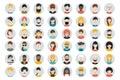 Set of circle persons, avatars, people heads different nationality in flat style.