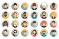 Set of circle persons, avatars, people heads different nationality in flat style.