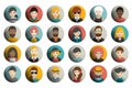 Set of circle persons, avatars, people heads  different nationality in flat style. Vector Royalty Free Stock Photo