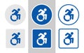 Set of 6 circle and square wheelchair icons