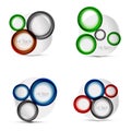 Set of circle web layouts - digital techno round shapes - web banners, buttons or icons with text. Glossy swirl color