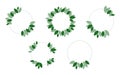 Set of circles floral green frame, five decorative leaf wreaths