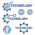 Set of circuit tech elements. Electronics icon.