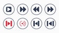 A Set of Circular Media Player Control Buttons for UI Design, vector design Generative AI Royalty Free Stock Photo