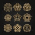 set of circular ornaments sketches for tattoo graphic Thai design