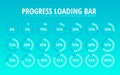 Set of circular progress loading bar blue