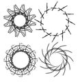 Set of circular and radial abstract design elements, frames. Circular pattern