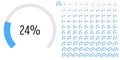 Set of circular sector arc percentage diagrams meters progress bar from 0 to 100 ready-to-use for web design, user interface UI or Royalty Free Stock Photo