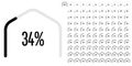 Set of circular sector hexagonal shape percentage diagrams from 0 to 100