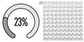 Set of circular sector percentage diagrams from 0 to 100