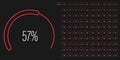 Set of circular sector percentage diagrams from 0 to 100