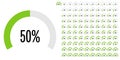 Set of circular sector percentage diagrams from 0 to 100