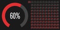 Set of circular sector percentage diagrams from 0 to 100