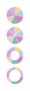 Set of circular structure chart, seven multicolor segments. Colored circle graph with segments template