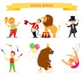 A set of circus artists Royalty Free Stock Photo