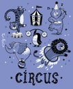 Set of circus cartoon animals Royalty Free Stock Photo
